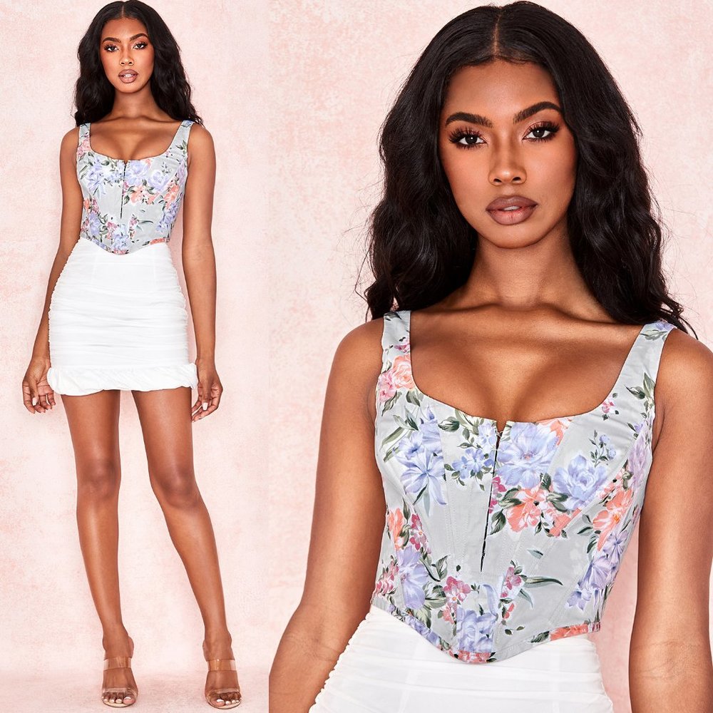 House of CB Dahlia Floral Cropped Bustier XS - Picture 2 of 9